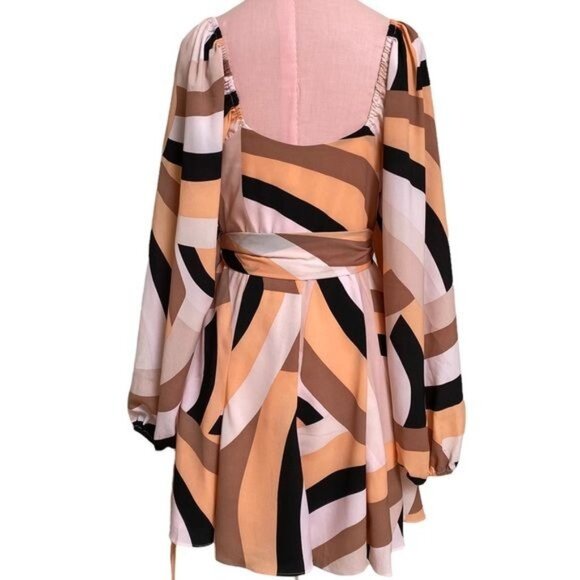 Hutch Geo Wrap Mini Dress in Pink Combo Size XS NWOT - Picture 12 of 15